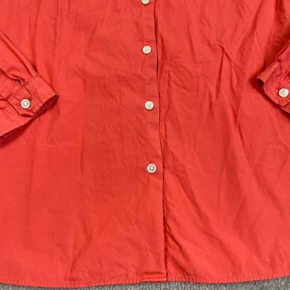 Lands End Women’s Medium Orange Casual Button Down Shirt Top - Picture 3 of 5